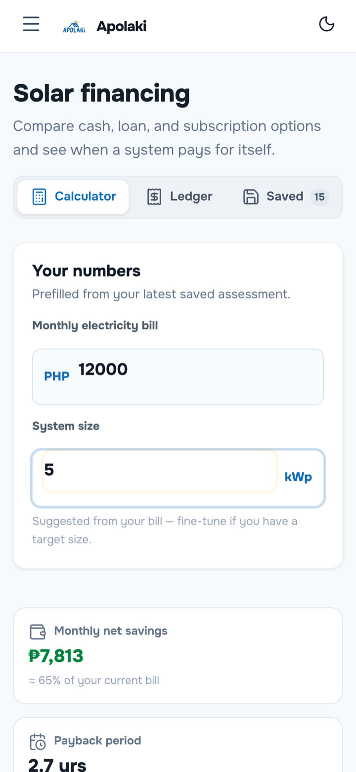 Step 4 — preview financing as a monthly payment